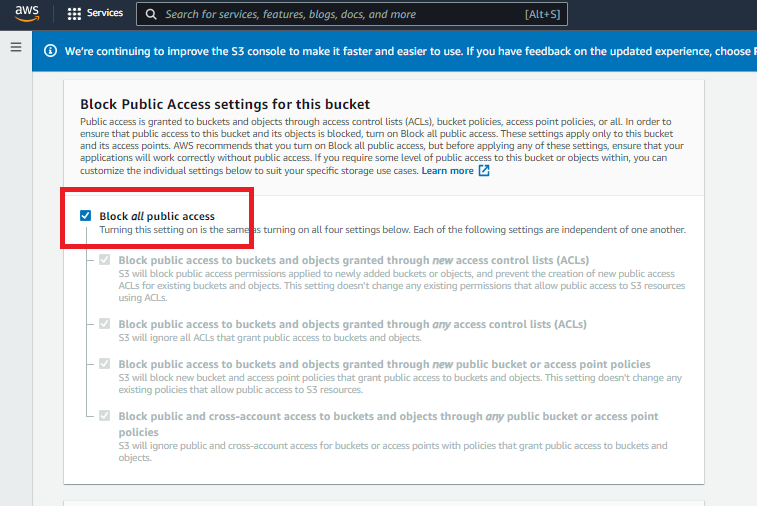 Allow public access aws s3 bucket