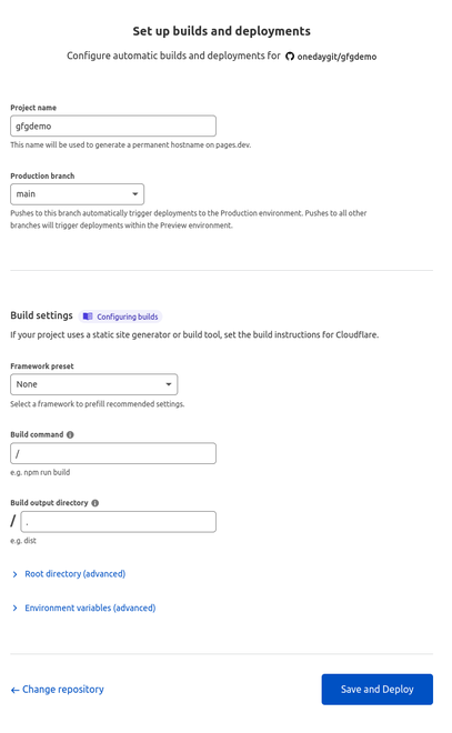 Deploy project cloudflare pages