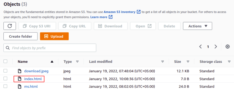 Objects aws s3 bucket