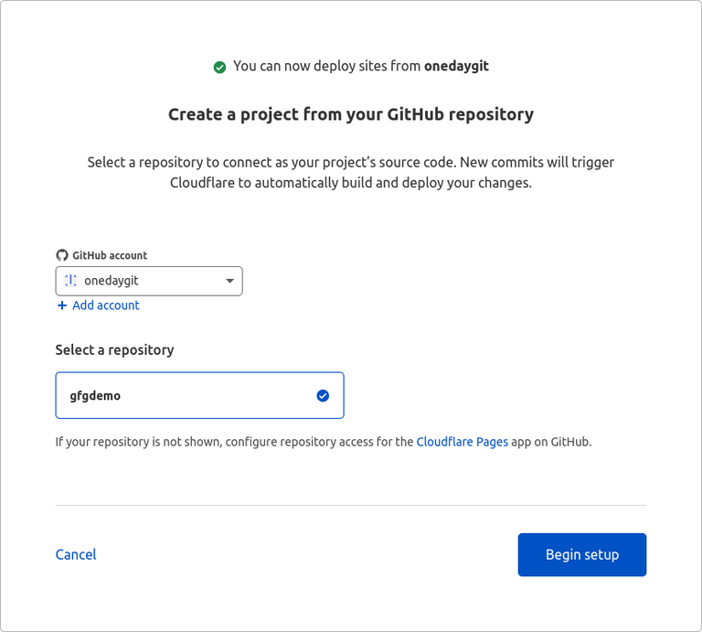 Set project cloudflare pages
